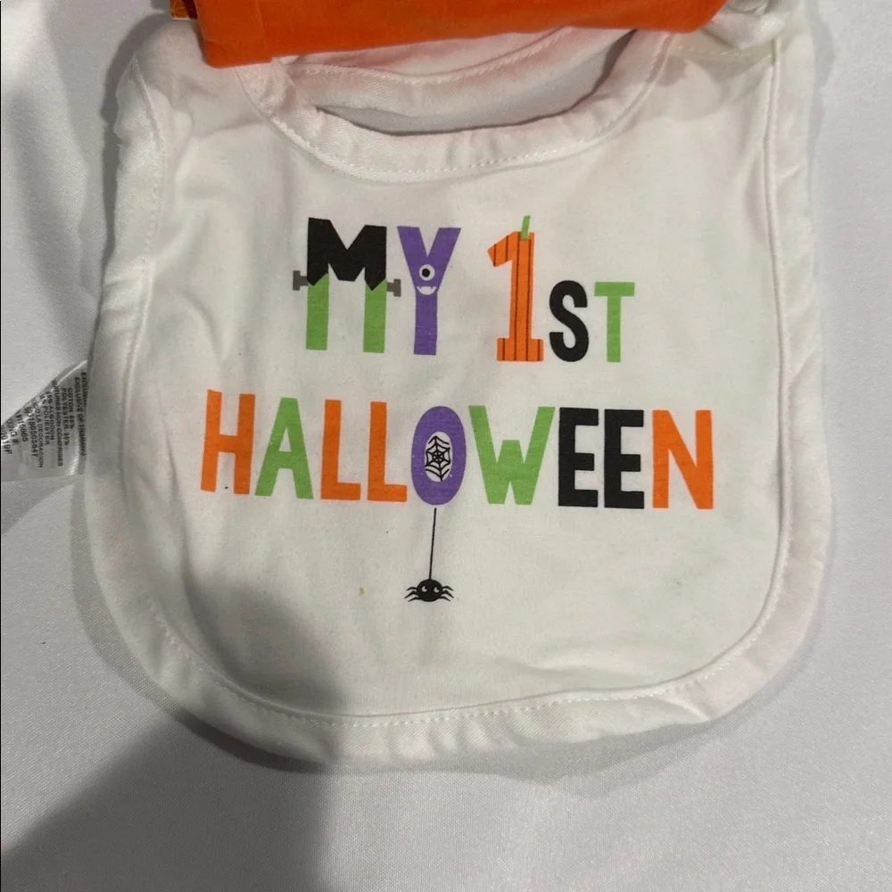 Pumpkin Hat & Bib Set - Orange and Black
